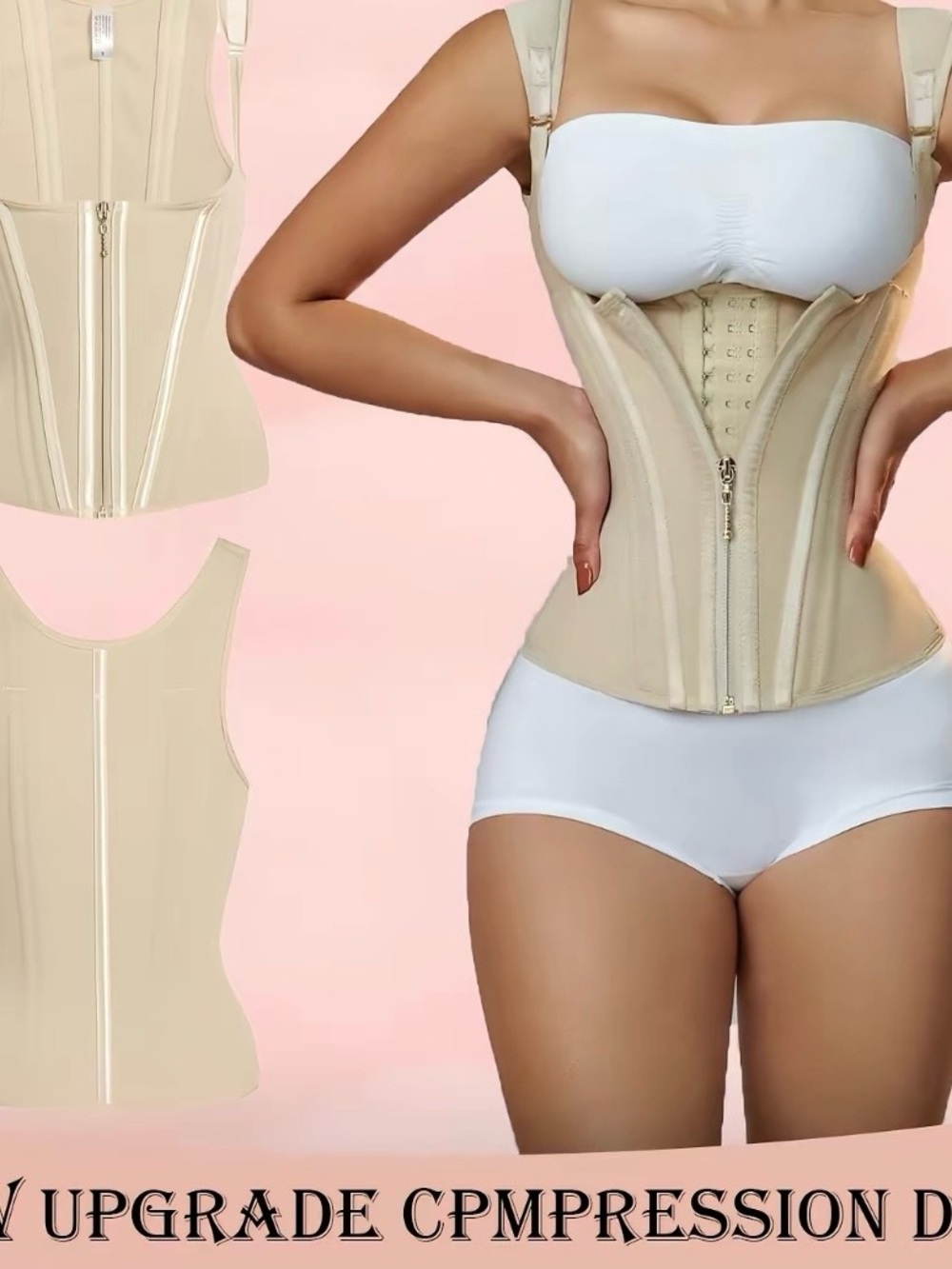 Beige High-Compression Waist Trainer Corset for Women